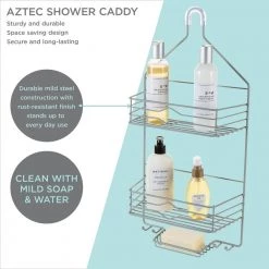 Bath Bliss 2 Tier Aztec Shower Caddy in Grey -Toilet Storage Shop gray bath bliss shower caddies 10015 grey c3 1000