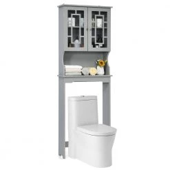 Costway 23.5 in. W x 67 in. H x 8.5 in. D Space Saver Gray Wood Over-the-Toilet Storage with Adjustable Shelf and Doors 14 Costway 23.5 in. W x 67 in. H x 8.5 in. D Space Saver Gray Wood Over-the-Toilet Storage with Adjustable Shelf and Doors -Toilet Storage Shop gray costway over the toilet storage ba7402gr c3 1000