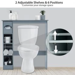 Costway 30 in. W x 32 in. H x 8 in. D Gray Wood Over-the-Toilet Storage Cabinet Bathroom Space Saver with Paper Holder 15 Costway 30 in. W x 32 in. H x 8 in. D Gray Wood Over-the-Toilet Storage Cabinet Bathroom Space Saver with Paper Holder -Toilet Storage Shop gray costway over the toilet storage hw63338gr 44 1000