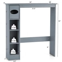 Costway 30 in. W x 32 in. H x 8 in. D Gray Wood Over-the-Toilet Storage Cabinet Bathroom Space Saver with Paper Holder 13 Costway 30 in. W x 32 in. H x 8 in. D Gray Wood Over-the-Toilet Storage Cabinet Bathroom Space Saver with Paper Holder -Toilet Storage Shop gray costway over the toilet storage hw63338gr 4f 1000