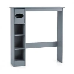 Costway 30 in. W x 32 in. H x 8 in. D Gray Wood Over-the-Toilet Storage Cabinet Bathroom Space Saver with Paper Holder