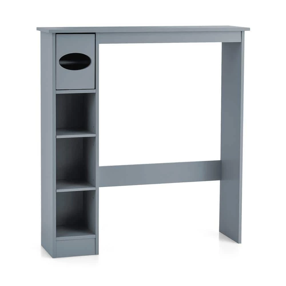 Costway 30 in. W x 32 in. H x 8 in. D Gray Wood Over-the-Toilet Storage Cabinet Bathroom Space Saver with Paper Holder 3 Costway 30 in. W x 32 in. H x 8 in. D Gray Wood Over-the-Toilet Storage Cabinet Bathroom Space Saver with Paper Holder