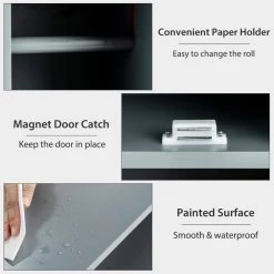 Costway 30 in. W x 32 in. H x 8 in. D Gray Wood Over-the-Toilet Storage Cabinet Bathroom Space Saver with Paper Holder 17 Costway 30 in. W x 32 in. H x 8 in. D Gray Wood Over-the-Toilet Storage Cabinet Bathroom Space Saver with Paper Holder -Toilet Storage Shop gray costway over the toilet storage hw63338gr 76 1000
