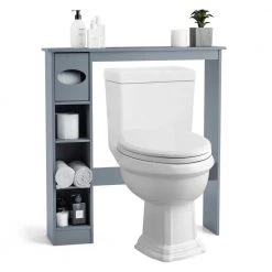 Costway 30 in. W x 32 in. H x 8 in. D Gray Wood Over-the-Toilet Storage Cabinet Bathroom Space Saver with Paper Holder 12 Costway 30 in. W x 32 in. H x 8 in. D Gray Wood Over-the-Toilet Storage Cabinet Bathroom Space Saver with Paper Holder -Toilet Storage Shop gray costway over the toilet storage hw63338gr c3 1000