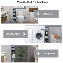 Costway 30 in. W x 32 in. H x 8 in. D Gray Wood Over-the-Toilet Storage Cabinet Bathroom Space Saver with Paper Holder 16 Costway 30 in. W x 32 in. H x 8 in. D Gray Wood Over-the-Toilet Storage Cabinet Bathroom Space Saver with Paper Holder -Toilet Storage Shop gray costway over the toilet storage hw63338gr fa 1000