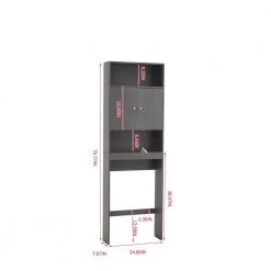 FORCLOVER 9.05 in. W x 62 in. H x 23.62 in. D Gray MDF Over-the-Toilet Storage with Top Cabinet -Toilet Storage Shop gray forclover over the toilet storage danfefc08 4f 1000