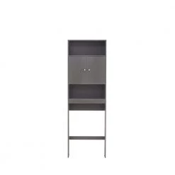 Unbranded 24.80 in. W x 76.77 in. H x 7.87 in. D Gray Over-the-Toilet Storage with Adjustable Shelves