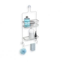 ASTRA 2 Tier Modern Aluminum Hanging Bathroom Shower Caddy Organizer in Mist Grey