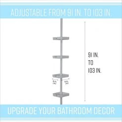 Bath Bliss 4 Tier Tension Corner Shower Organizer Caddy in Grey 10 Bath Bliss 4 Tier Tension Corner Shower Organizer Caddy in Grey -Toilet Storage Shop grey bath bliss shower caddies 10000 grey 1f 1000
