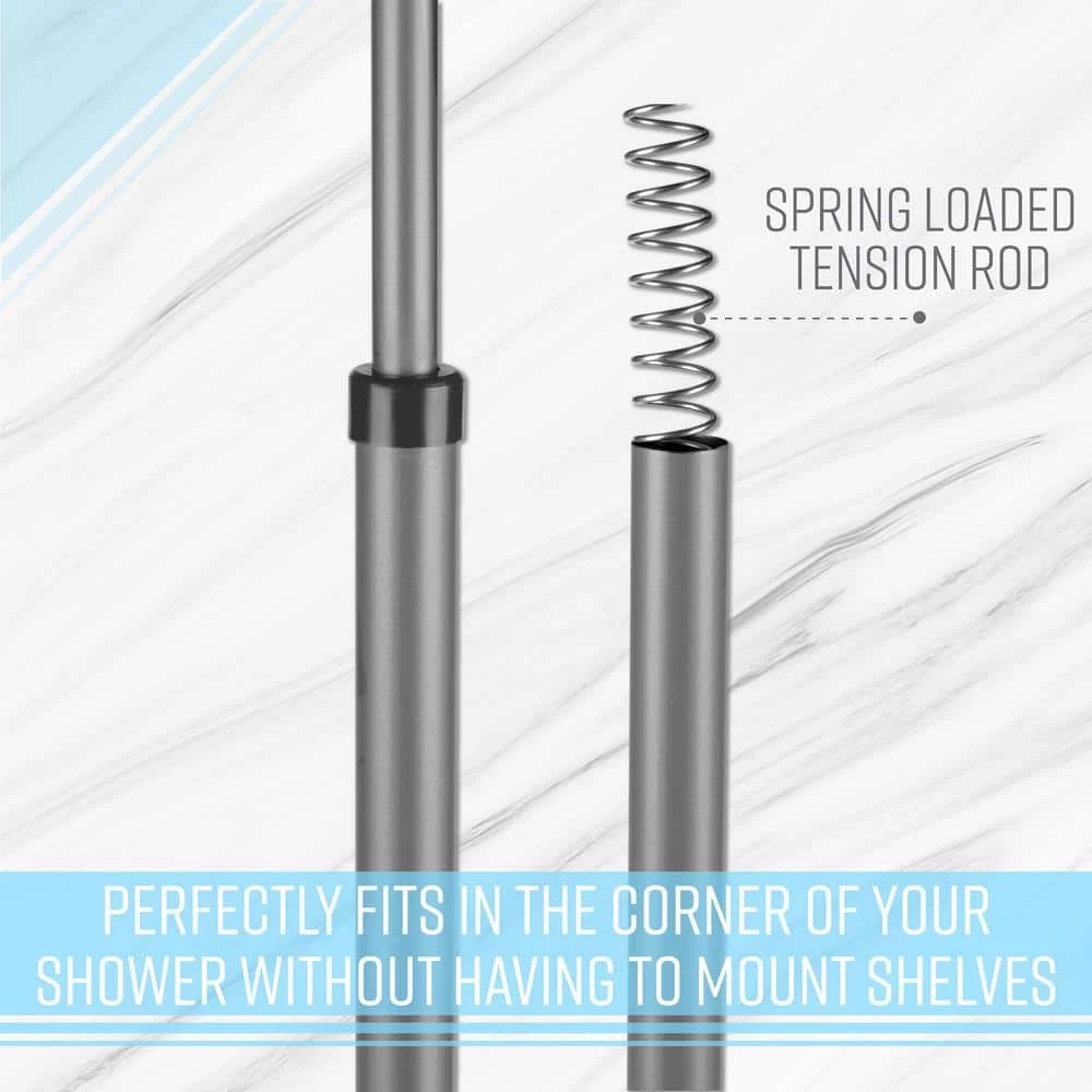 Bath Bliss 4 Tier Tension Corner Shower Organizer Caddy in Grey 7 Bath Bliss 4 Tier Tension Corner Shower Organizer Caddy in Grey - Image 5