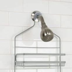 Bath Bliss Cottage Collection Deluxe Shower Caddy in Grey -Toilet Storage Shop grey bath bliss shower caddies 10126 grey 4f 1000