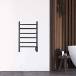 Ancona Comfort Dual 6-Bar Wall Mount Hardwired and Plug-In Electric Towel Warmer in Matte Black -Toilet Storage Shop matte black ancona towel warmers an 5311 1f 1000
