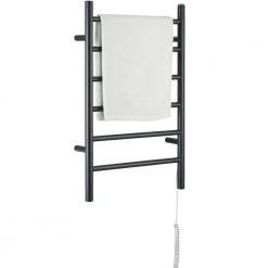 Ancona Comfort Dual 6-Bar Wall Mount Hardwired and Plug-In Electric Towel Warmer in Matte Black -Toilet Storage Shop matte black ancona towel warmers an 5311 44 1000