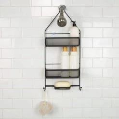 Bath Bliss Mesh Collection Deluxe Shower Caddy in Matte Black -Toilet Storage Shop matte black bath bliss shower caddies 10131 matteblack 44 1000