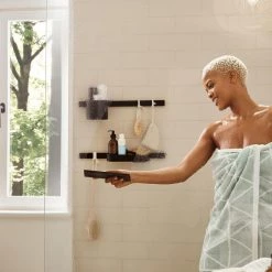 Hansgrohe WallStoris Storage Basket in Matte Black -Toilet Storage Shop matte black hansgrohe shower caddies 27913670 44 1000