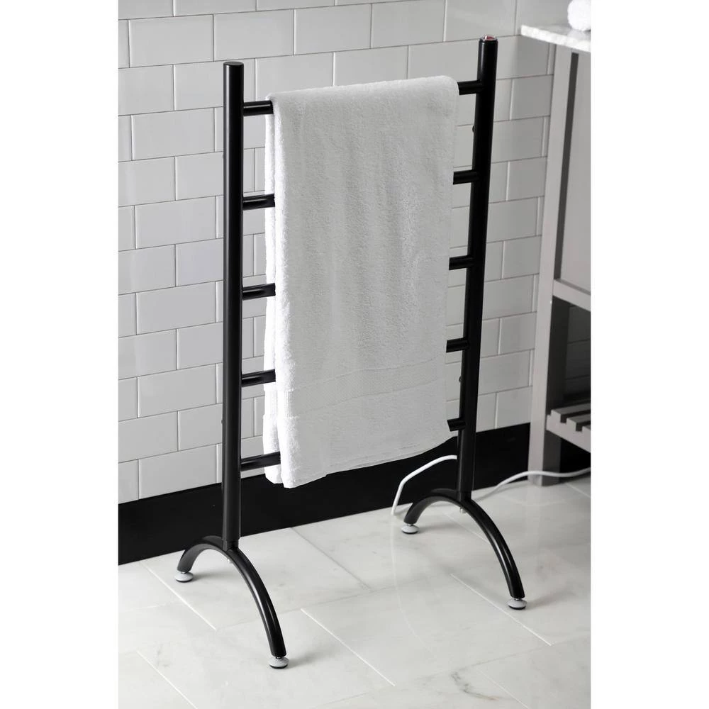 Kingston Brass Templeton 5-Bar Electric Freestanding or Wall-Mounted Towel Warmer in Matte Black 7 Kingston Brass Templeton 5-Bar Electric Freestanding or Wall-Mounted Towel Warmer in Matte Black - Image 5