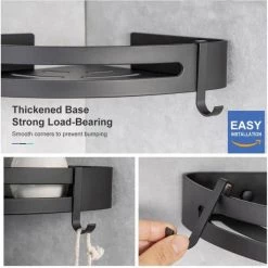 Rainlex Double Layer Wall Mount and Screw Free Shower Caddy Mount with Hooks in Matte Black -Toilet Storage Shop matte black shower caddies w1235h 2 4f 1000