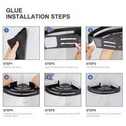 Rainlex Double Layer Wall Mount and Screw Free Shower Caddy Mount with Hooks in Matte Black -Toilet Storage Shop matte black shower caddies w1235h 2 76 1000