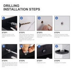 Rainlex Double Layer Wall Mount and Screw Free Shower Caddy Mount with Hooks in Matte Black -Toilet Storage Shop matte black shower caddies w1235h 2 fa 1000