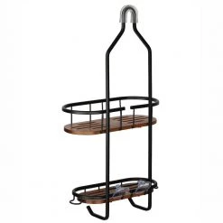 Utopia Alley 2-Teak Shelves Tia Rustproof Over the Shower Caddy -Toilet Storage Shop matte black utopia alley shower caddies shc15 1f 1000