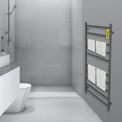 VEVOR Heated Towel Rack 10-Bar Towel Warmer Rack Electric Towel Drying Rack with Timer, Plug-in/Hardwired 17 VEVOR Heated Towel Rack 10-Bar Towel Warmer Rack Electric Towel Drying Rack with Timer, Plug-in/Hardwired -Toilet Storage Shop matte black vevor towel warmers mjjrjps10110vp3zwv1 31 1000 1