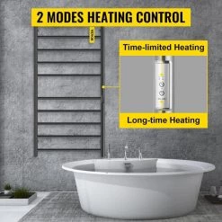 VEVOR Heated Towel Rack 10-Bar Towel Warmer Rack Electric Towel Drying Rack with Timer, Plug-in/Hardwired 14 VEVOR Heated Towel Rack 10-Bar Towel Warmer Rack Electric Towel Drying Rack with Timer, Plug-in/Hardwired -Toilet Storage Shop matte black vevor towel warmers mjjrjps10110vp3zwv1 44 1000 1
