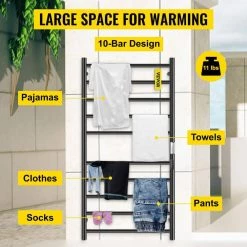 VEVOR Heated Towel Rack 10-Bar Towel Warmer Rack Electric Towel Drying Rack with Timer, Plug-in/Hardwired 12 VEVOR Heated Towel Rack 10-Bar Towel Warmer Rack Electric Towel Drying Rack with Timer, Plug-in/Hardwired -Toilet Storage Shop matte black vevor towel warmers mjjrjps10110vp3zwv1 4f 1000 1