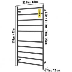 VEVOR Heated Towel Rack 10-Bar Towel Warmer Rack Electric Towel Drying Rack with Timer, Plug-in/Hardwired 16 VEVOR Heated Towel Rack 10-Bar Towel Warmer Rack Electric Towel Drying Rack with Timer, Plug-in/Hardwired -Toilet Storage Shop matte black vevor towel warmers mjjrjps10110vp3zwv1 76 1000 1