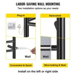 VEVOR 23.6 in. x 47 in. Hardwired Towel Warmer 10-Bar Wall Mounted Electric Towel Warmer w/Timer for Bath Matte Black -Toilet Storage Shop matte black vevor towel warmers mjjrjps10110vp3zwv1 fa 1000