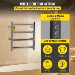 VEVOR 23.6 x 20 in. Electric Towel Warmer Rack 4-Bar Stainless Steel Heated Towel Rack with Timer for Bath, Matte Black -Toilet Storage Shop matte black vevor towel warmers mjjrjpsy4110videtv1 44 1000