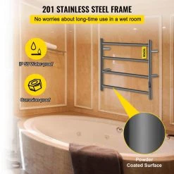VEVOR 23.6 x 20 in. Electric Towel Warmer Rack 4-Bar Stainless Steel Heated Towel Rack with Timer for Bath, Matte Black -Toilet Storage Shop matte black vevor towel warmers mjjrjpsy4110videtv1 4f 1000