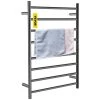 VEVOR Heated Towel Rack 8-Bar Towel Warmer Rack 23.6 x 33 in. Wall Mounted Electric Towel Warmer with Timer Towel Drying Rack