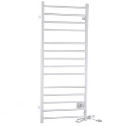 ANZZI Elgon 14-Bar Carbon Steel Wall Mounted Electric Towel Warmer Rack in White