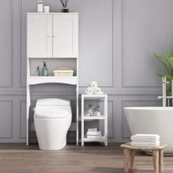 Unbranded Lightle 23.60 in. W x 61.80 in. H x 9.00 in. D D White MDF Over-the-Toilet Storage in Matte White 15 Unbranded Lightle 23.60 in. W x 61.80 in. H x 9.00 in. D D White MDF Over-the-Toilet Storage in Matte White -Toilet Storage Shop matte white over the toilet storage w370 332 c3 1000