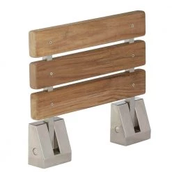 Unbranded 16 in. Teak Wall Mount Slatted Folding Shower Seat with Brushed Nickel Trim