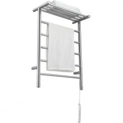 Ancona Miazzo 5-Bar Electric Wall Mount Plug-In and Hardwire Towel Warmer with Shelf in Polished Stainless Steel 13 Ancona Miazzo 5-Bar Electric Wall Mount Plug-In and Hardwire Towel Warmer with Shelf in Polished Stainless Steel -Toilet Storage Shop polished ancona towel warmers an 5445 1f 1000