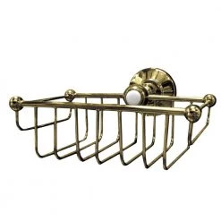 Westbrass Wall Mount Wire Shower Basket in Polished Brass