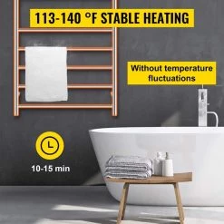 VEVOR Heated Towel Rack 10-Bar Towel Warmer Rack Electric Towel Warmer Polished Stainless Steel Drying Rack with Timer -Toilet Storage Shop polished silver vevor towel warmers mjjrjpg10110vg1pqv1 1f 1000 1