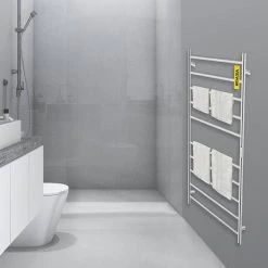 VEVOR Heated Towel Rack 10-Bar Towel Warmer Rack Electric Towel Warmer Polished Stainless Steel Drying Rack with Timer -Toilet Storage Shop polished silver vevor towel warmers mjjrjpg10110vg1pqv1 31 1000 1