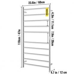 VEVOR Heated Towel Rack 10-Bar Towel Warmer Rack Electric Towel Warmer Polished Stainless Steel Drying Rack with Timer -Toilet Storage Shop polished silver vevor towel warmers mjjrjpg10110vg1pqv1 76 1000 1