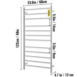 VEVOR Heated Towel Rack 12-Bar Towel Warmer Rack Wall Mounted Electric Towel Warmer Electric Towel Drying Rack with Timer 16 VEVOR Heated Towel Rack 12-Bar Towel Warmer Rack Wall Mounted Electric Towel Warmer Electric Towel Drying Rack with Timer -Toilet Storage Shop polished silver vevor towel warmers mjjrjpg12110v0xk2v1 76 1000 1