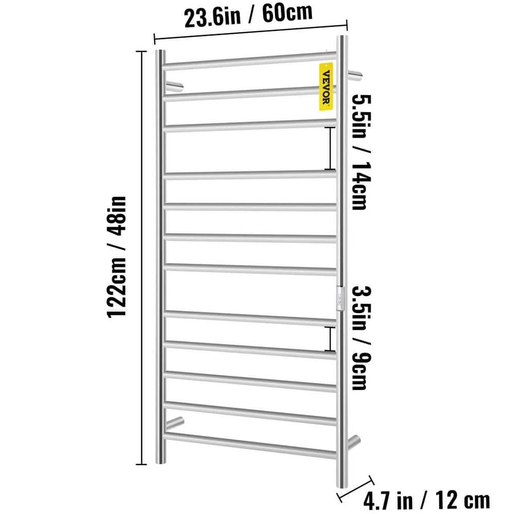 VEVOR Heated Towel Rack 12-Bar Towel Warmer Rack Wall Mounted Electric Towel Warmer Electric Towel Drying Rack with Timer 9 VEVOR Heated Towel Rack 12-Bar Towel Warmer Rack Wall Mounted Electric Towel Warmer Electric Towel Drying Rack with Timer - Image 7