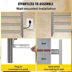 VEVOR Heated Towel Rack 12-Bar Towel Warmer Rack Wall Mounted Electric Towel Warmer Electric Towel Drying Rack with Timer 15 VEVOR Heated Towel Rack 12-Bar Towel Warmer Rack Wall Mounted Electric Towel Warmer Electric Towel Drying Rack with Timer -Toilet Storage Shop polished silver vevor towel warmers mjjrjpg12110v0xk2v1 fa 1000 1