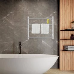 VEVOR Heated Towel Rack 4-Bar Polished Stainless Steel Electric Towel Warmer with Timer Towel Warmer Rack,UL Certificated -Toilet Storage Shop polished silver vevor towel warmers mjjrjpgl4110vy7t9v1 31 1000