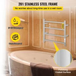 VEVOR Heated Towel Rack 4-Bar Polished Stainless Steel Electric Towel Warmer with Timer Towel Warmer Rack,UL Certificated -Toilet Storage Shop polished silver vevor towel warmers mjjrjpgl4110vy7t9v1 4f 1000