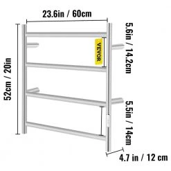 VEVOR Heated Towel Rack 4-Bar Polished Stainless Steel Electric Towel Warmer with Timer Towel Warmer Rack,UL Certificated -Toilet Storage Shop polished silver vevor towel warmers mjjrjpgl4110vy7t9v1 76 1000