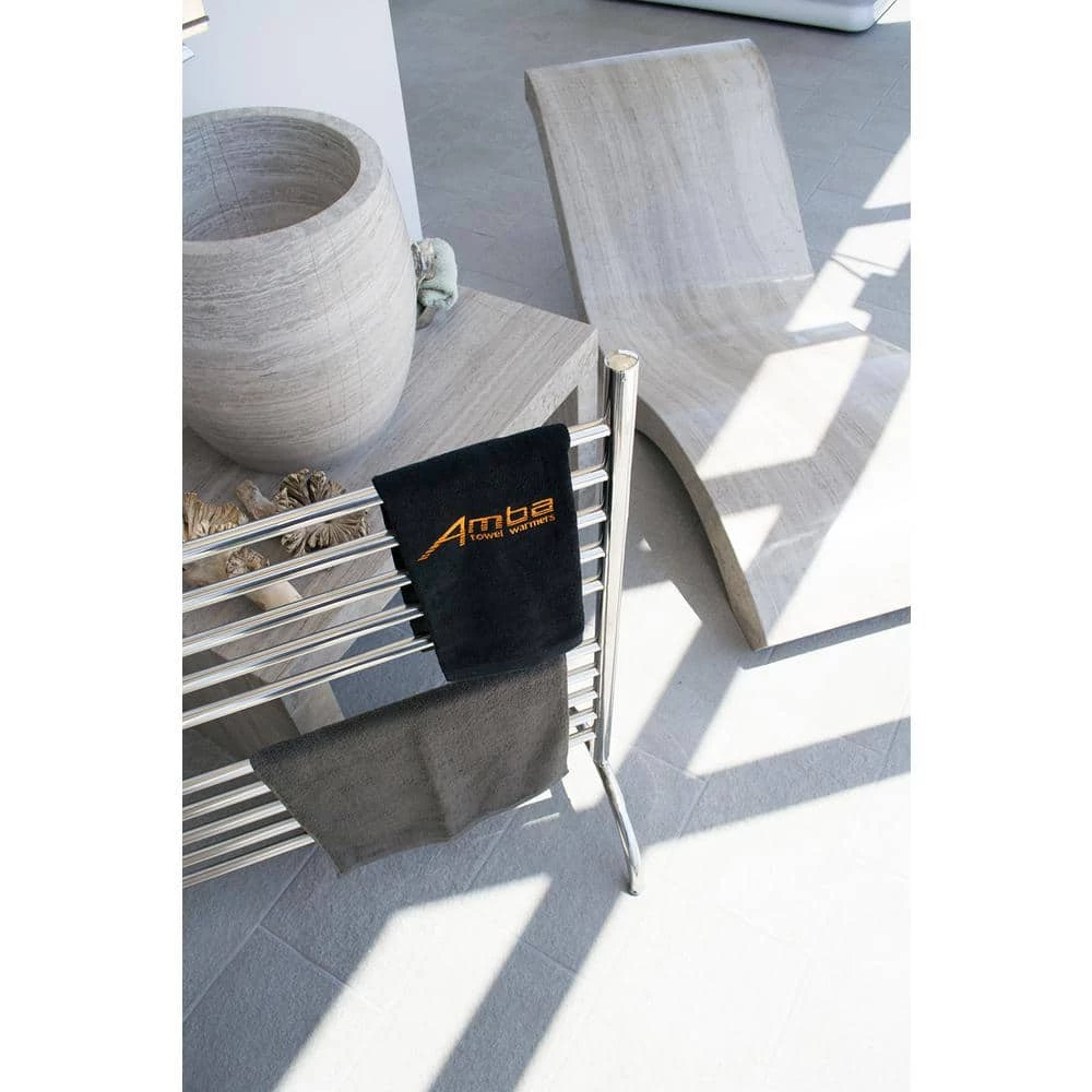 Amba Solo 33in Wide Freestanding 10-Bar Plug-in Electric Towel Warmer in Polished Stainless Steel 6 Amba Solo 33in Wide Freestanding 10-Bar Plug-in Electric Towel Warmer in Polished Stainless Steel - Image 4