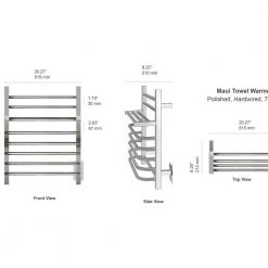 WarmlyYours 7-Bar Maui Towel Warmer, Hardwired, Polished Stainless Steel 13 WarmlyYours 7-Bar Maui Towel Warmer, Hardwired, Polished Stainless Steel -Toilet Storage Shop polished warmlyyours towel warmers tws1 mau07ph 66 1000