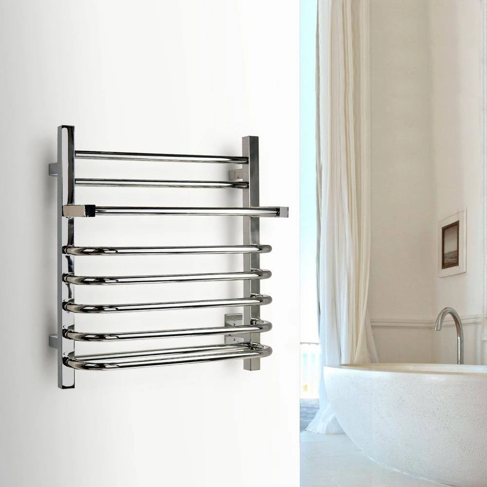 WarmlyYours 7-Bar Maui Towel Warmer, Hardwired, Polished Stainless Steel 4 WarmlyYours 7-Bar Maui Towel Warmer, Hardwired, Polished Stainless Steel - Image 2