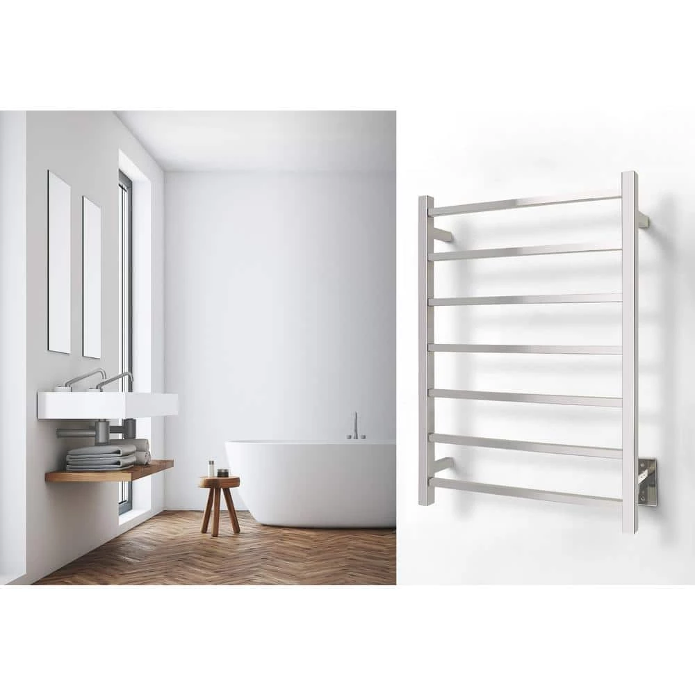 WarmlyYours 7-Bar Tahoe Towel Warmer, Hardwired, Polished Stainless Steel 4 WarmlyYours 7-Bar Tahoe Towel Warmer, Hardwired, Polished Stainless Steel - Image 2